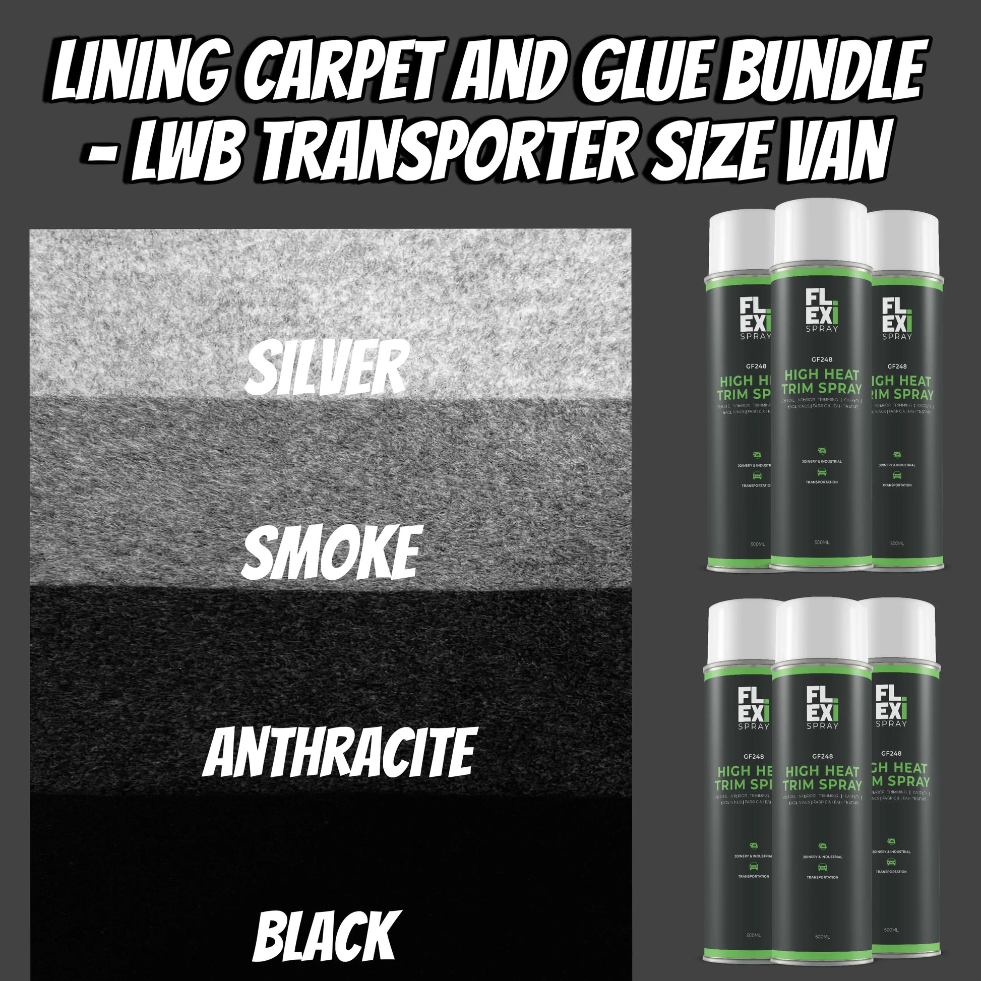 SWB Transporter campervan lining carpet and glue bundle kit