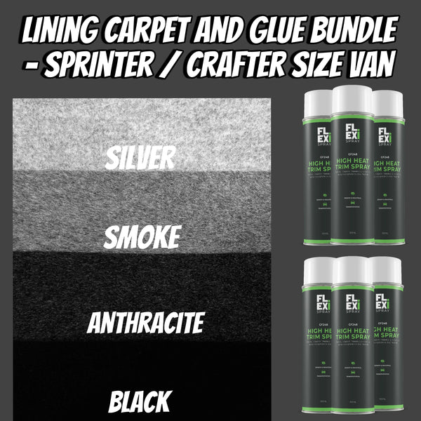 Van lining carpet and high heat glue kit for LWB Master and Ducato vans