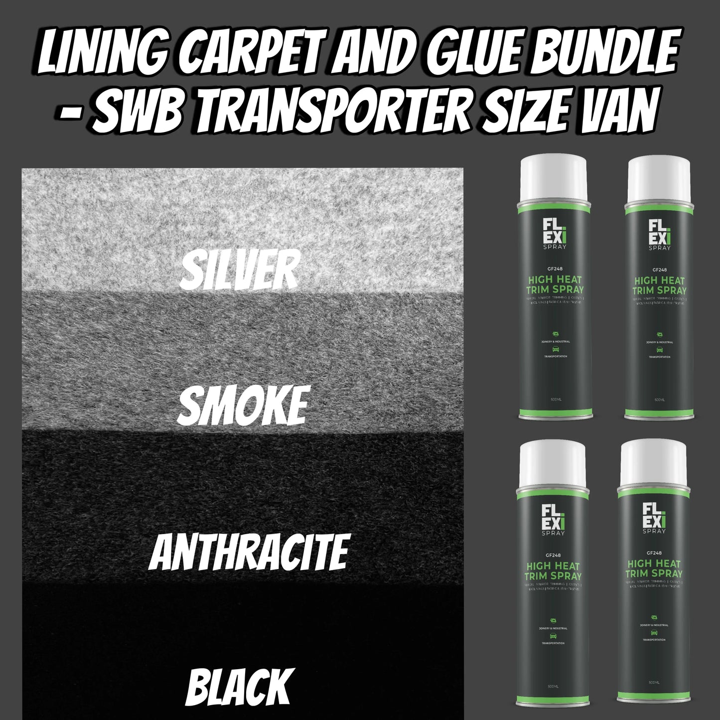 SWB Transporter campervan lining carpet and glue bundle kit