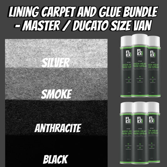 Van lining carpet and high heat glue kit for LWB Master and Ducato vans
